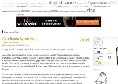 Articolo di tigulliovino.it riguardante il vino rosso Gandinaia Syrah annata 2013